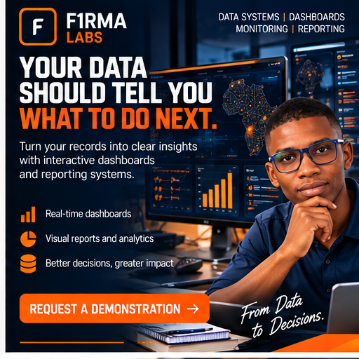 F1RMA Labs promotional flyer: Data platforms and dashboards